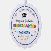 Kleuterschool afstuderen aangepaste naam ornament kaart (Links)