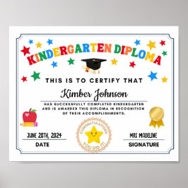 Kleuterschool Afstuderen Certificaat Poster