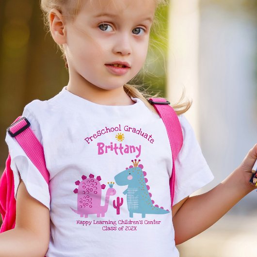 Kleuterschool Afstuderen Dinosaurus Met Naam Kinder Shirts