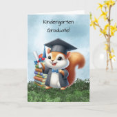 Kleuterschool Afstuderen Eekhoorn Gefeliciteerd Kaart (Gele Bloem)