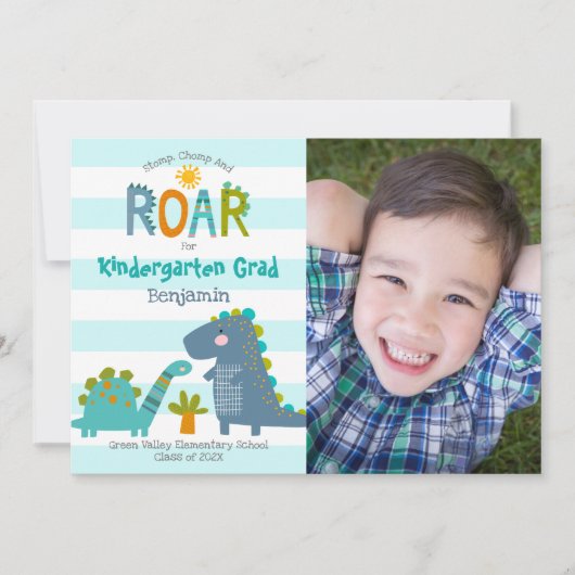Kleuterschool Afstuderen Foto Dinosaurussen Boy Sc Kaart (Voorkant)