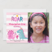 Kleuterschool Afstuderen Foto Dinosaurussen Meisje Kaart (Voorkant)