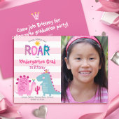 Kleuterschool Afstuderen Foto Dinosaurussen Meisje Kaart