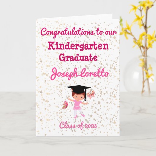 Kleuterschool Afstuderen Gefeliciteerd Ballerina Kaart (Gele Bloem)