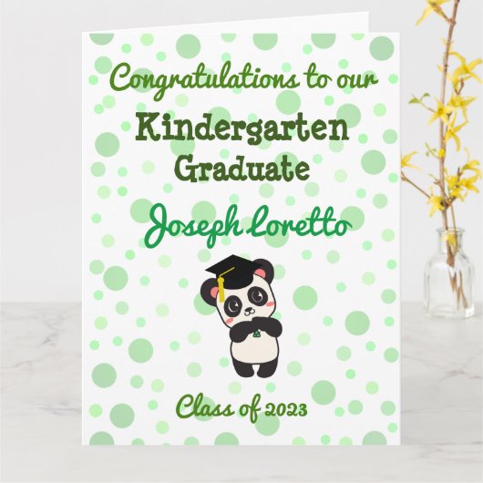 Kleuterschool Afstuderen Gefeliciteerd Panda Kaart (Gele Bloem)