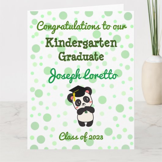 Kleuterschool Afstuderen Gefeliciteerd Panda Kaart (Voorkant)