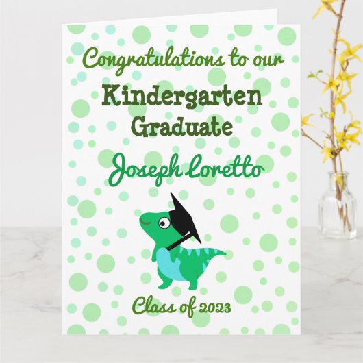 Kleuterschool Afstuderen Gefeliciteerd T-REX Kaart (Gele Bloem)