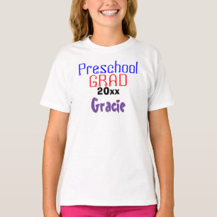 Kleuterschool Afstuderen Kleurrijke Paarse Naam T-shirt