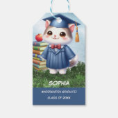 Kleuterschool Afstuderen Meisje Kat Gefeliciteerd Cadeaulabel (Voorkant)