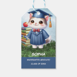 Kleuterschool Afstuderen Meisje Kat Gefeliciteerd Cadeaulabel