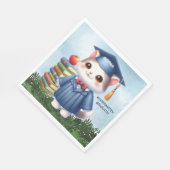 Kleuterschool Afstuderen Meisje Kat Gefeliciteerd Servet (Hoek)