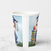 Kleuterschool Afstuderen Schattige Kat Meisje Papieren Bekers (Rechts)