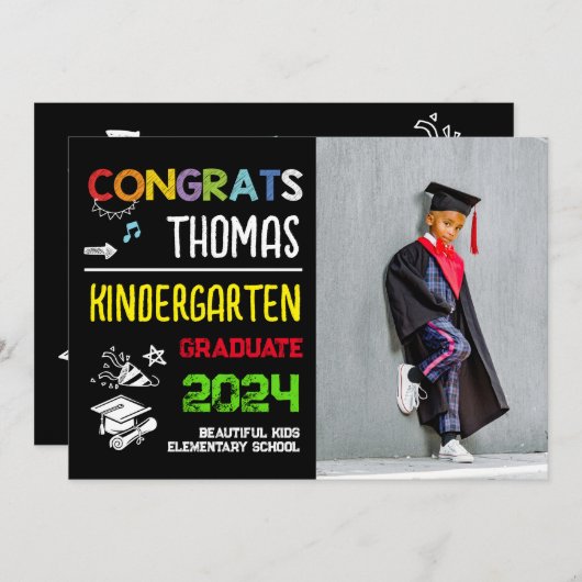 Kleuterschool Afstuderen School Fotobekendmaking Kaart (Voorkant / Achterkant)