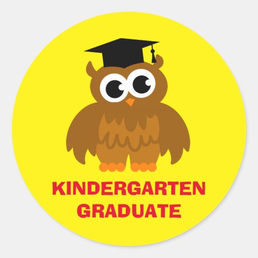 Kleuterschool afstuderen stickers met schattige ui (Voorkant)