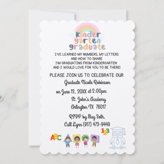 Kleuterschool Afstuderen uitnodigen Kaart (Voorkant)