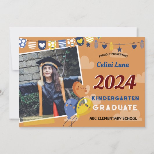 Kleuterschool Afstuderen Uitnodiging met Foto (Voorkant)