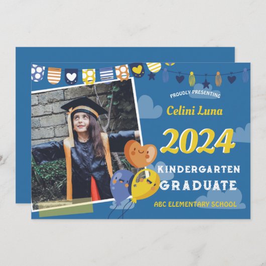 Kleuterschool Afstuderen Uitnodiging met Foto (Voorkant / Achterkant)