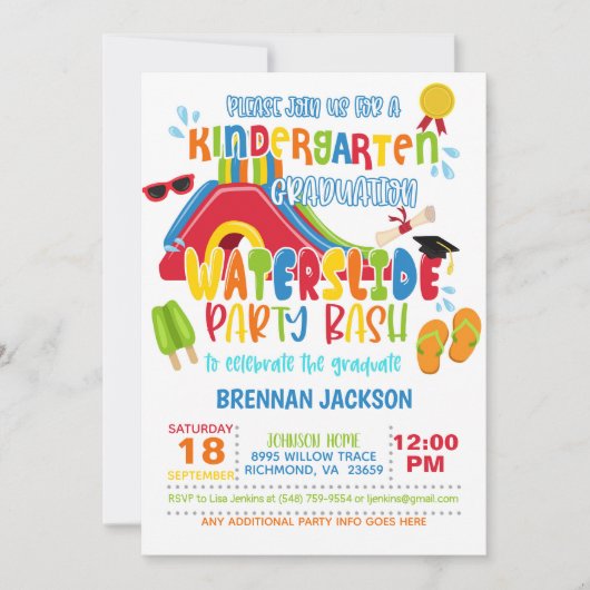Kleuterschool Afstuderen Waterslide Party - Jongen Kaart (Voorkant)