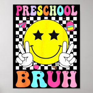 Kleuterschool bruh retro lachend gezicht terug naa poster
