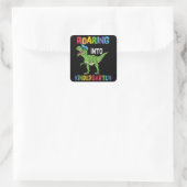 Kleuterschool Dinosaurus Eerste Dag School Kindere Vierkante Sticker (Tas)