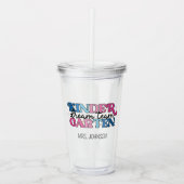 Kleuterschool Dream Team Leraar in Retro Stijl Acryl Drinkbeker (Voorkant)