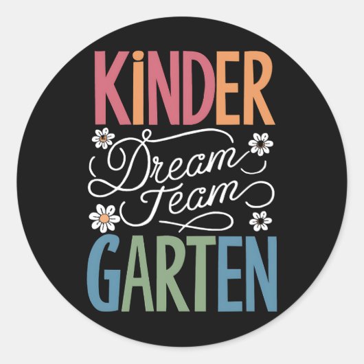 Kleuterschool Dream Team Teacher Terug naar School Ronde Sticker (Voorkant)