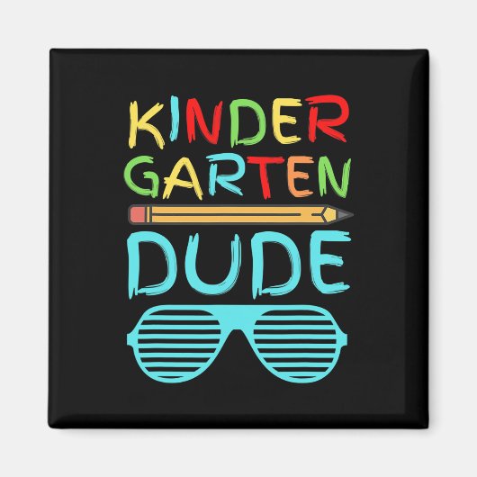 Kleuterschool Dude Fun Potlood Eerste Dag School B Magneet (Voorkant)
