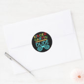 Kleuterschool Dude Fun Potlood Eerste Dag School B Ronde Sticker (Envelop)