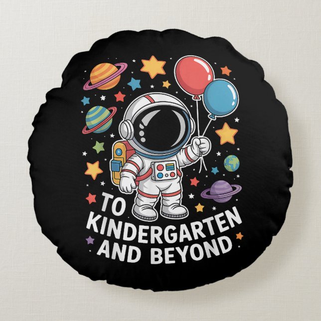 kleuterschool en verder astronaut ruimte rond kussen (Voorkant)