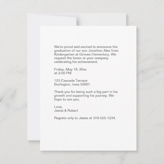 Kleuterschool Graduation Party Uitnodiging (Achterkant)