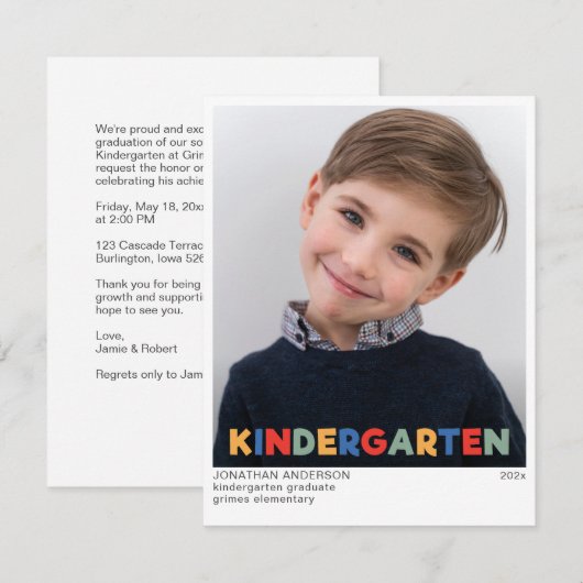 Kleuterschool Graduation Party Uitnodiging (Voorkant / Achterkant)