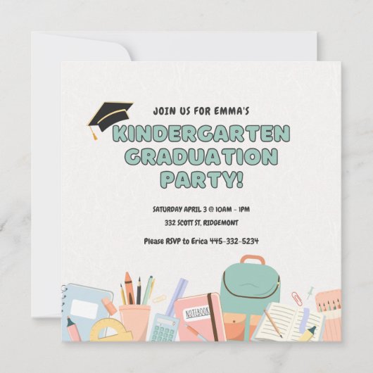 Kleuterschool Graduation Party Uitnodiging Sjabloo (Voorkant)