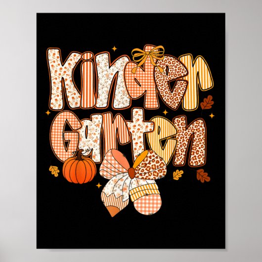 Kleuterschool Herfst Bloemen Coquette Boog Docente Poster (Voorkant)