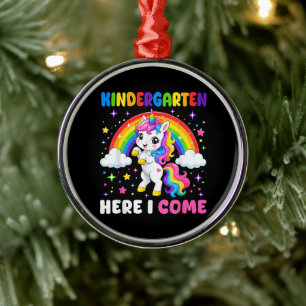 Kleuterschool hier kom ik Eenhoorn Terug naar sch Metalen Ornament