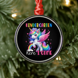 Kleuterschool hier kom ik eenhoorn terug naar scho metalen ornament