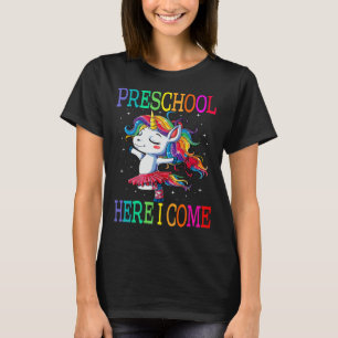 Kleuterschool Hier kom ik eenhoorn terug naar scho T-shirt