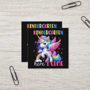 Kleuterschool hier kom ik Eenhoorn terug naar scho Vierkante Visitekaartje