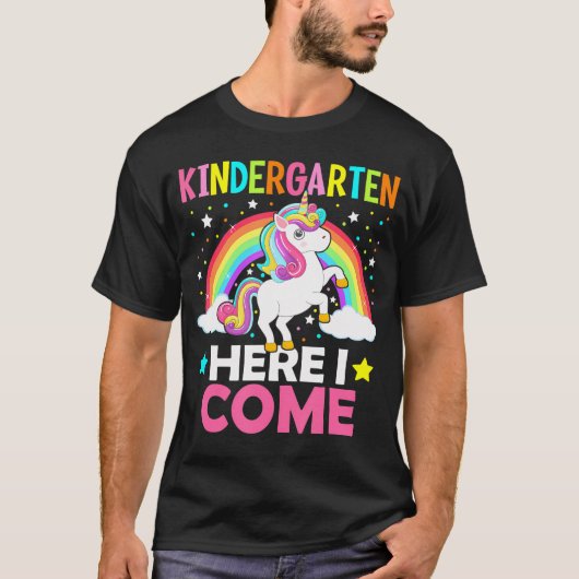 Kleuterschool Hier kom ik Schattigee eenhoorn 1e d T-shirt (Voorkant)