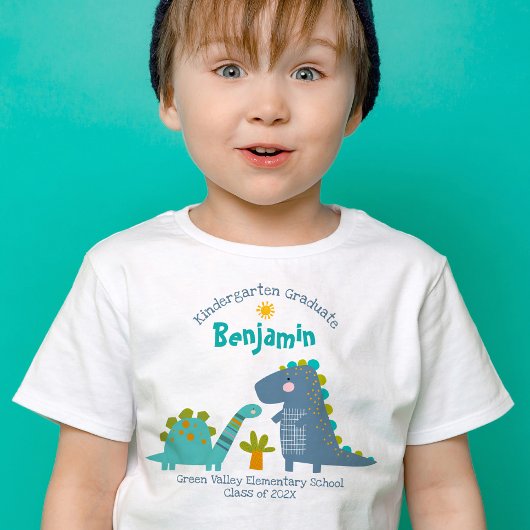 Kleuterschool Jongen Afstuderen Dinosaur Aangepast T-shirt