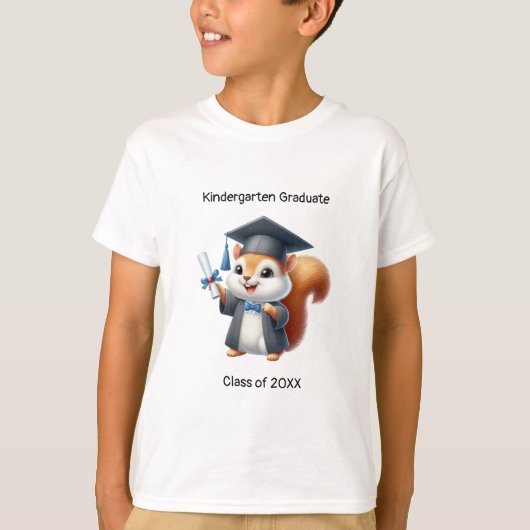 Kleuterschool Jongen Afstuderen Schattige Eekhoorn T-shirt (Voorkant)