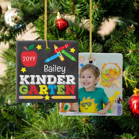 Kleuterschool Keepsake Chalk Kleurrijke Kinder Fot Keramisch Ornament