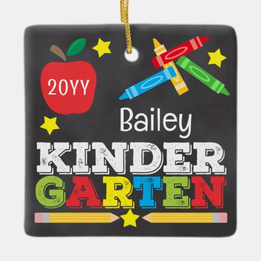 Kleuterschool Keepsake Chalkboard Kleurrijk Kinder Keramisch Ornament (Voorkant)