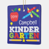 Kleuterschool Keepsake Paarse kleurrijke Kinder fo Keramisch Ornament (Links)