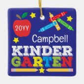 Kleuterschool Keepsake Paarse kleurrijke Kinder fo Keramisch Ornament (Voorkant)