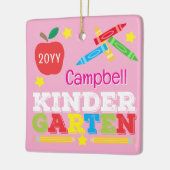 Kleuterschool Keepsake Schattigee Roze Meisjes Fot Keramisch Ornament (Links)