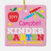 Kleuterschool Keepsake Schattigee Roze Meisjes Fot Keramisch Ornament (Voorkant)