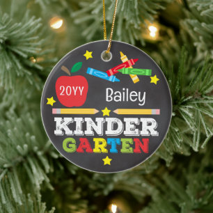 Kleuterschool Kleurrijke Krijt Aandenken Kinderen Keramisch Ornament
