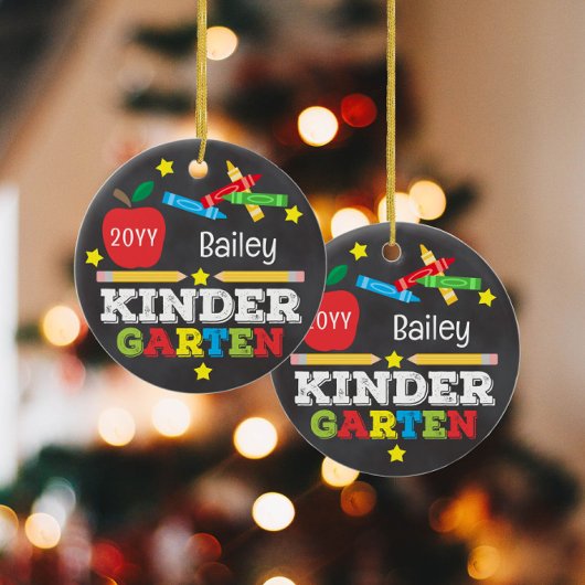 Kleuterschool Kleurrijke Krijtbord Keepsake Kinder Keramisch Ornament