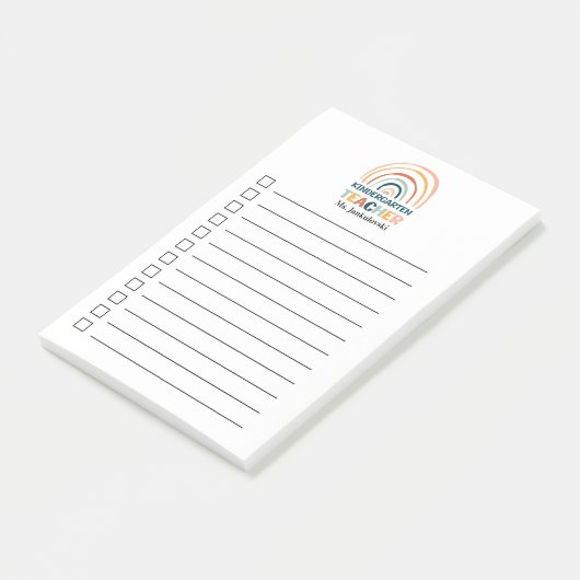 Kleuterschool leraar gepersonaliseerde boho regenb post-it® notes (Schuin)