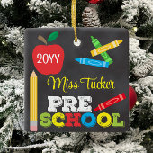 Kleuterschool leraar Keepsake Chalkboard Kleurrijk Keramisch Ornament